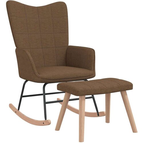  Stolica za ljuljanje s osloncem za noge smeđa od tkanine - Smeđa 1 Sa naslonom za noge Cijene