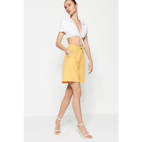 Trendyol Shorts - Yellow - High Waist Cene