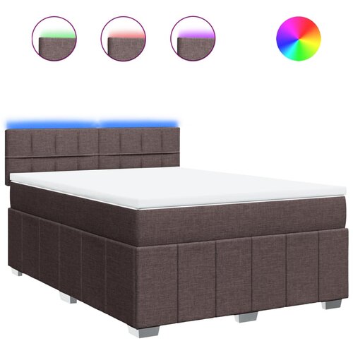 vidaXL Box spring postelja z vzmetnico temno rjava 140x200 cm blago, (21306271) Cene