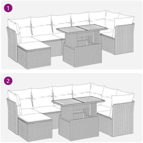  Vrtna garnitura - 8-dijelni set vrtnih sofa od poliratana s jastucima crni - Crna 1 Slike