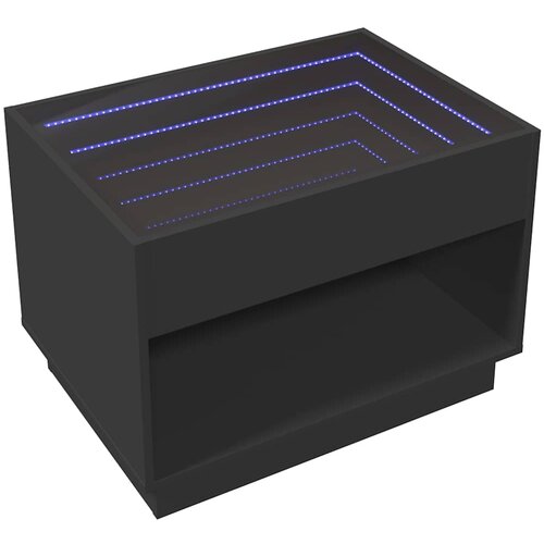  Stolić za kavu s beskonačnim LED svjetlima crni 70x50x50 cm Slike