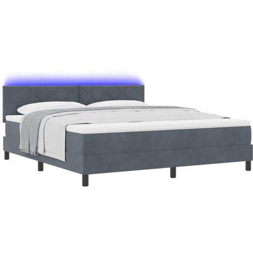 vidaXL Box Spring Krevet s Madracem & LED Tamno Siva 180x200 cm Baršun Cene