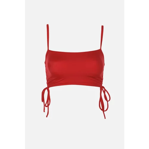 Trendyol Red Pleated Bikini Top