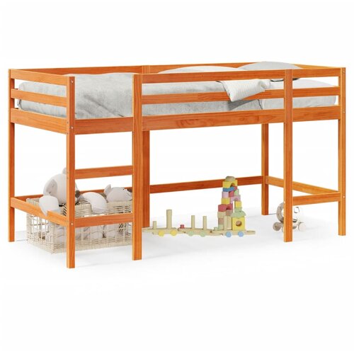 The Living Store Otroški pograd z lestvijo voščeno rjav 90x190 cm trdna borovina - Otroški Pograd, (21577038) Cene