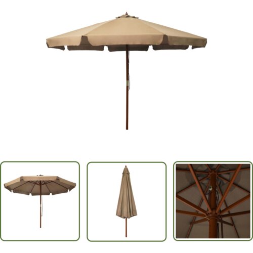  The Living Store Zunanji senčnik z lesenim drogom 330 cm taupe - Senčnik, (21743767) Slike