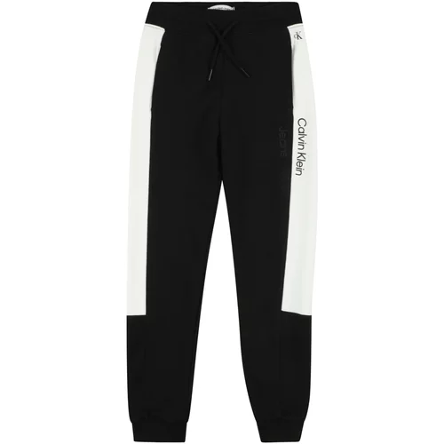 Calvin Klein Jeans Hlače črna / bela