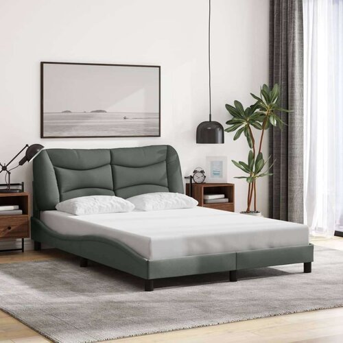  Okvir kreveta s LED svjetlima tamosivi 140 x 190 cm od tkanine Slike