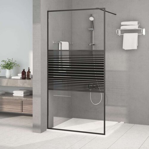vidaXL Pregrada za tuš črna 100x195 cm prozorno ESG steklo Cene