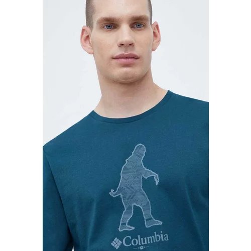 Columbia Bombažna majica z dolgimi rokavi zelena barva