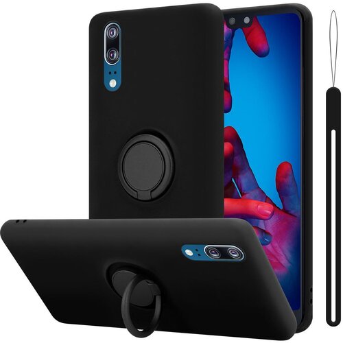 Cadorabo Ohi&scaron;je, združljiv s Huawei v tekoči črni barvi - za&scaron;čitni pokrov iz fleksibilnega silikona TPU z obročem, (20590042) Cene