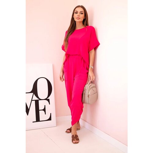 Kesi Włoski Viscose blouse + pants set fuchsia Slike