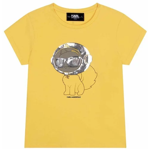 Karl Lagerfeld Otroška kratka majica rumena barva