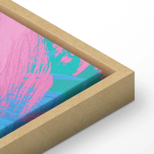  Slika - Pink Flamingo - Abstract Flamingo Against Palms and Ice Cubes 80x120 U prirodnom drvenom okviru Slike