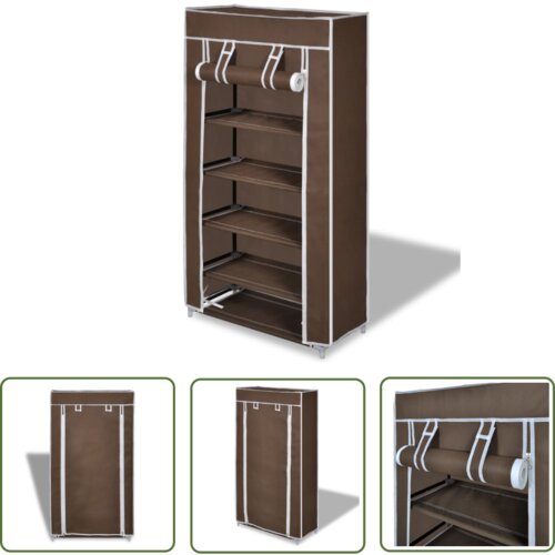 The Living Store Omara za Čevlje s Pokrivalom Blago 58 x 28 x 106 cm Rjave Barve - Omara Za Čevlje, (21744716) Cene