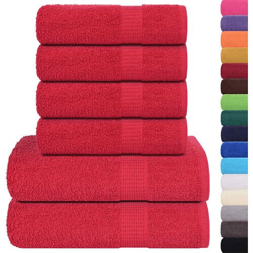 VidaXL Set ručnika od 6 dijelova FROGN crveni 360 g/m&amp;sup2; - Crvena 1 Slike