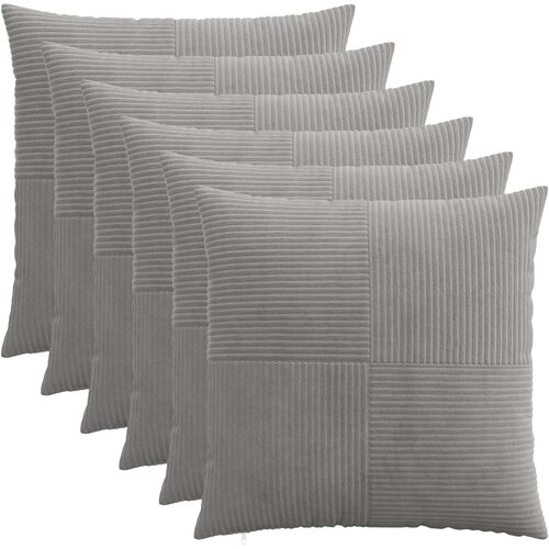  Presvlaka za jastuk 6 pcs ALMELO Svjetlosiva 60 x 60 cm Kord Cijene