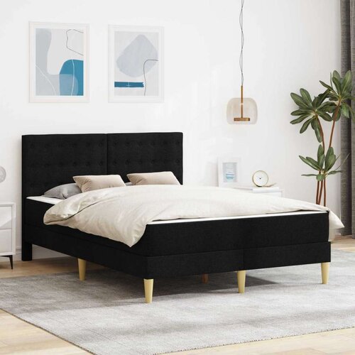  Okvir kreveta s madracem s uzglavljem Crna 120 x 200 cm tkanina - Crna 120 x 200 cm Cijene