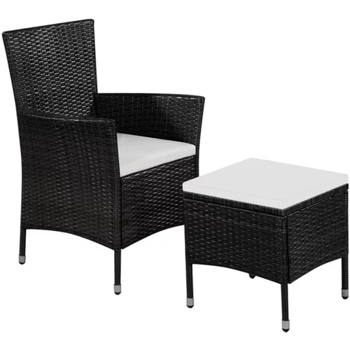  Zunanji stol in stolček z blazinami poli ratan črne barve