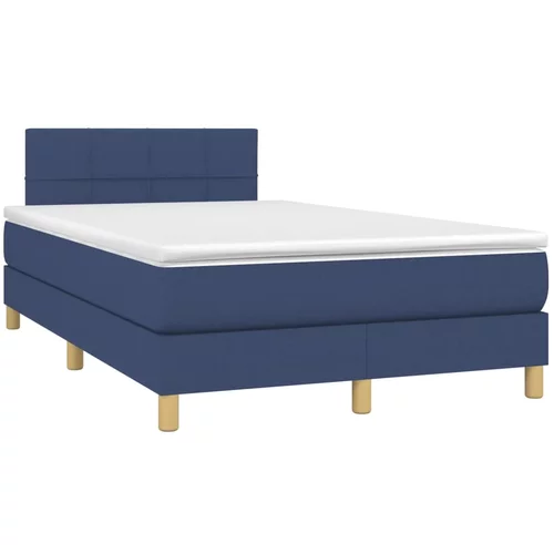 vidaXL Box spring postelja z vzmetnico modra 120x190 cm blago, (21111333)