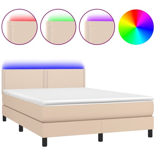Maison Chic Box spring postelja - Vzmetna postelja z vzmetnico LED kapučino 140x200 cm SL21743, (21880692) Cene