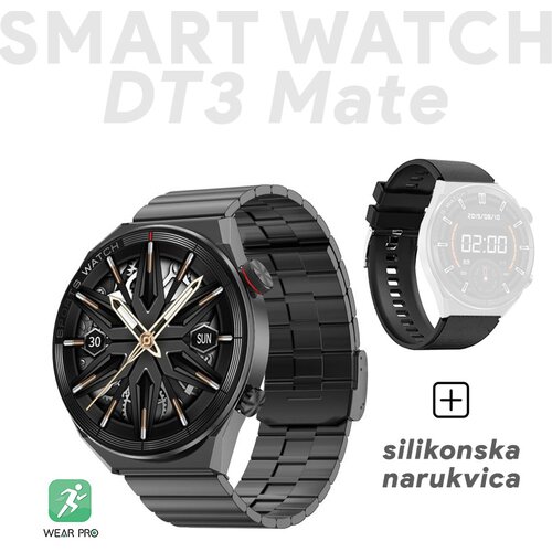  Smart watch DT3 mate crni (metalna+silikonska narukvica) Cene