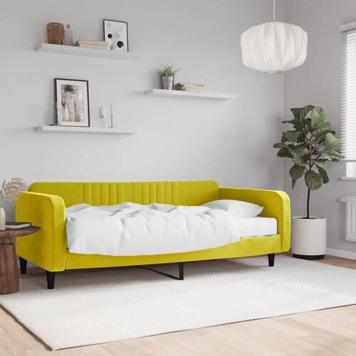  The Living Store Dnevna postelja z vzmetnico rumena 100x200 cm žamet - Dnevna Postelja Z Vzmetnico, (21491317) Cene