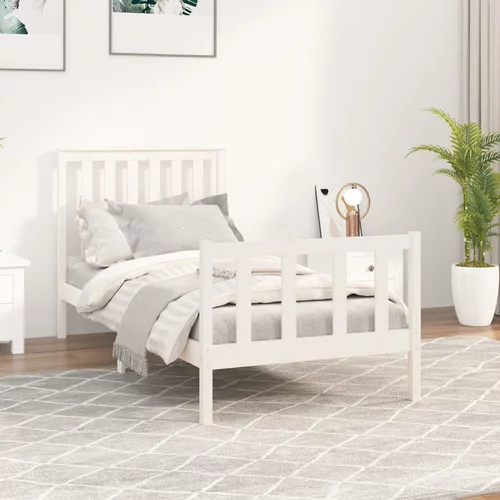  Okvir za krevet s uzglavljem bijeli 90x200 cm masivna borovina
