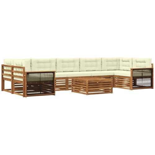 vidaXL Zunanja garnitura za sedenje z blazino 8 pcs Naravna in smetana, (5000271042) Cene
