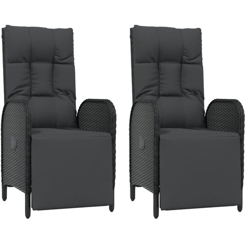  5-dijelni vrtni blagovaonski set s jastucima od poliratana crni Crna Dužina stola 80 cm Slike