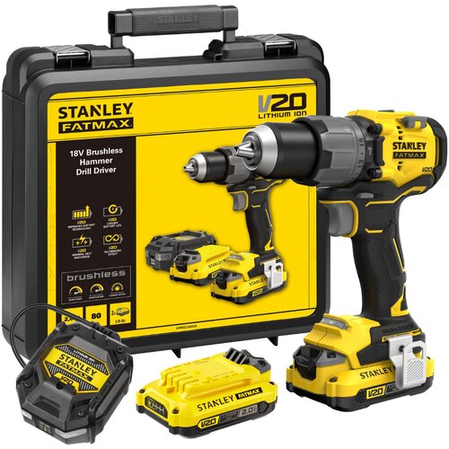 Stanley 18V V20 Premium Cetkani udarni Akumulatorski bu&scaron;ilica, 18V, BL, 2x2,0Ah Cijene
