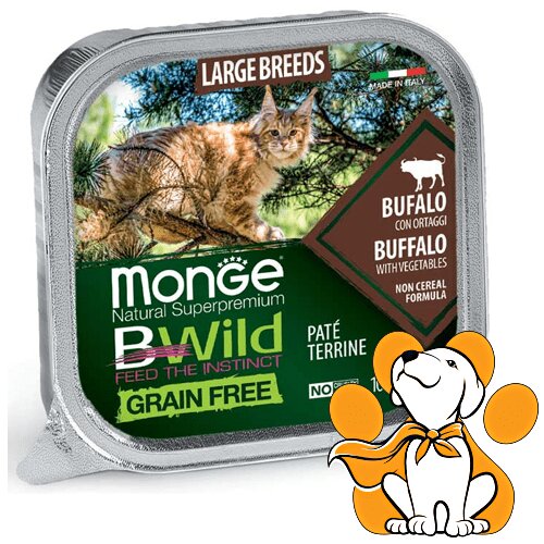 Monge Bwild Grain Free Cat Adult Paté Buffalo 100g,Pašteta Za Mačke Velikih Rasa Slike