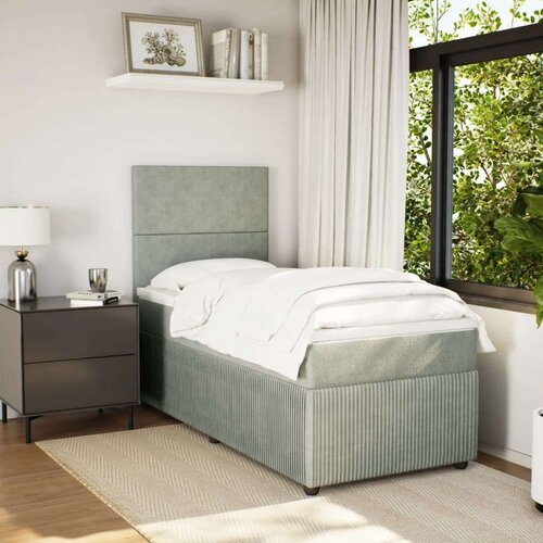 VidaXL Box spring krevet s madracem svjetlosivi 90x190 cm bar&amp;scaron;unasti Slike