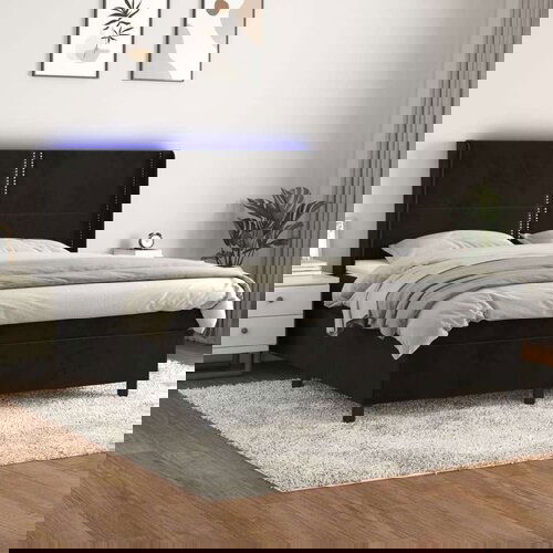  Krevet box spring s madracem LED crni 160x200 cm baršun Cene