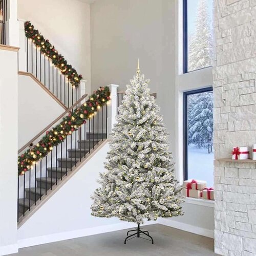 vidaXL Umjetno božićno drvce Zelena i bijela 300 cm PVC i metal Cijene