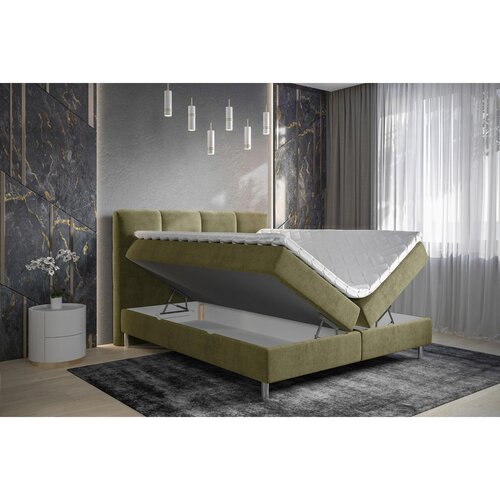 Esposa POSTELJA Z VZMETNICO 140 cm x 200 cm , tekstil olivno zelena Slike