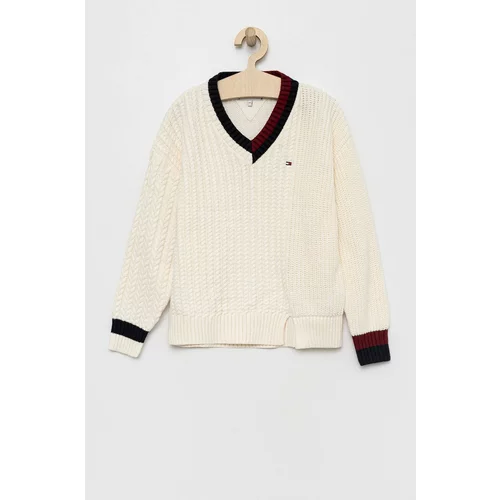 Tommy Hilfiger Otroški pulover bela barva