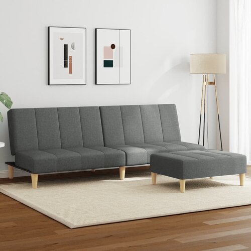 The Living Store Kavč dvosed z ležiščem in stolčkom za noge temno sivo blago - Kavč Z Ležiščem, (21428714) Cene