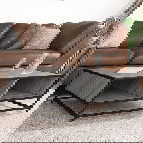 VidaXL Stol za kavu Sivi Sonoma 80x80x30 cm Konstruirano drvo i metal Slike