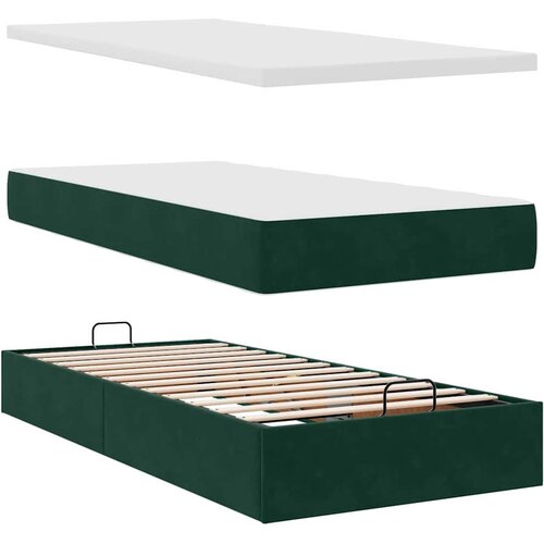  Okvir kreveta s madraca tamnozeleni 80x200cm bar&amp;scaron;unasti Slike