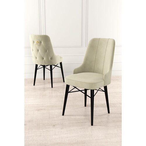 Hanah home set trpezarijskih stolica Pare 8 kom, krem tkanina Babyface, crne drvene noge Cene