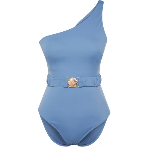 Trendyol Blue Belt One-Shoulder Accessory Swimsuit