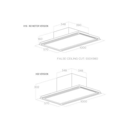 Elica stropna napa HILIGHT GLASS H16 WH/A/100 Slike