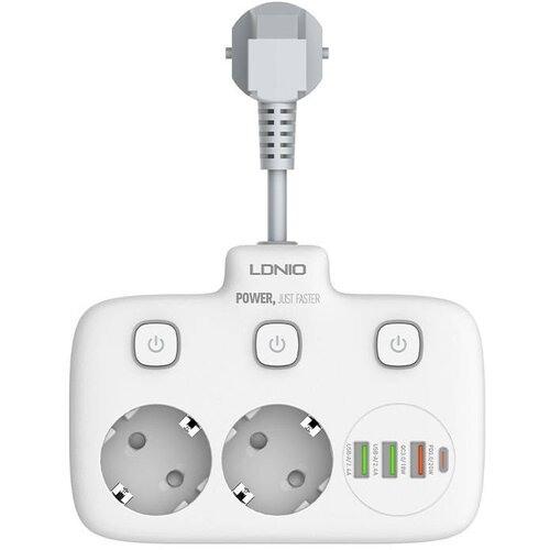Ldnio Razdelilnik z 2 AC vtičnicama, 3x USB, USB-C, SE2435, 2500W (bel), (20655366) Cene