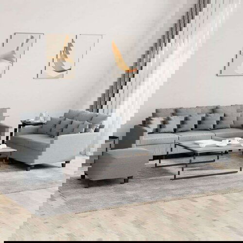  3-dijelni set sofa s jastucima svjetlosivi od tkanine Slike