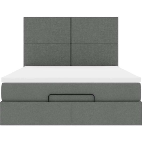 VidaXL otomanski krevet s madracem i led tamnosivi 140x190 cm tkanine Slike