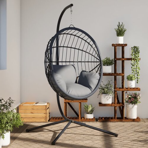 The Living Store Stojalo za viseči stol črno jeklo - Stojalo Za Viseči Jajčasti Stol, (21485355) Slike