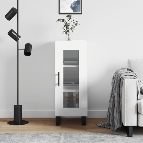 VidaXL Komoda visok sijaj bela 34,5x34x90 cm inženirski les Slike