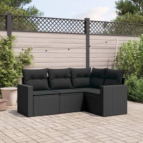 VidaXL 4-dijelni set vrtnih sofa od poliratana s jastucima crni Slike