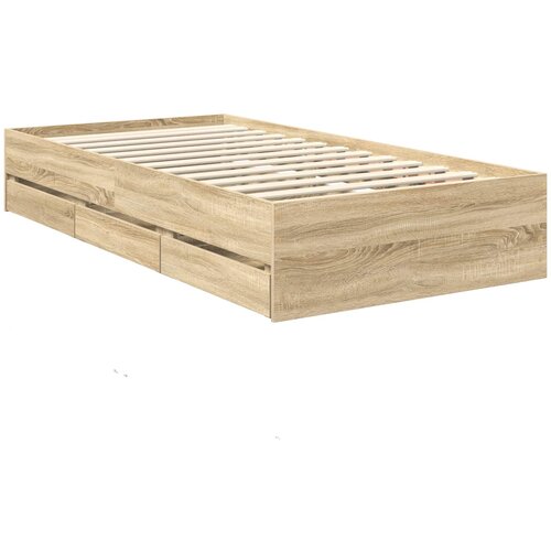  Krevetna konstrukcija s ladicama Sonoma hrast 100 x 200 cm Smeđa 206 x 102 x 100 cm Slike