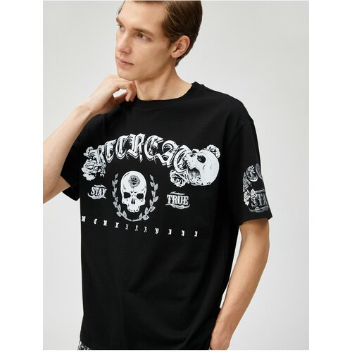 Koton Oversize T-Shirt Skull Printed Crew Neck Short Sleeve Cene